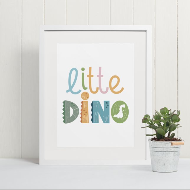 Poster Bonito Boho Pequeno Dinossauro Texto Arte de Muro (Criador carregado)