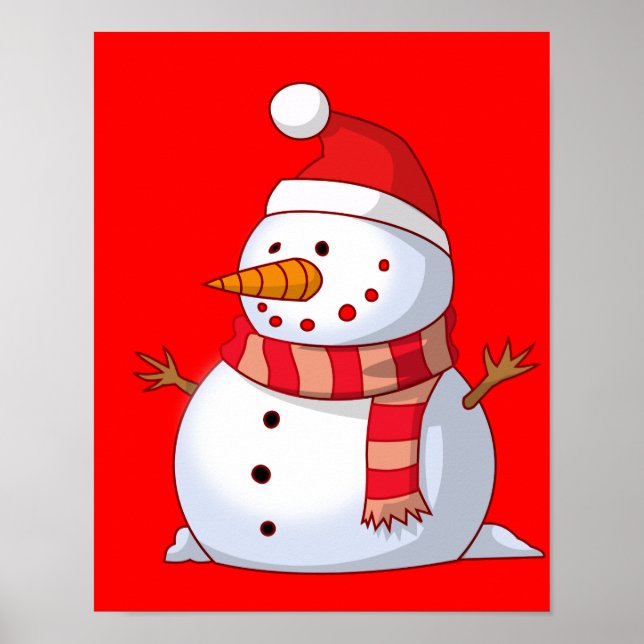 Poster Bonito boneco de neve de Natal (Frente)