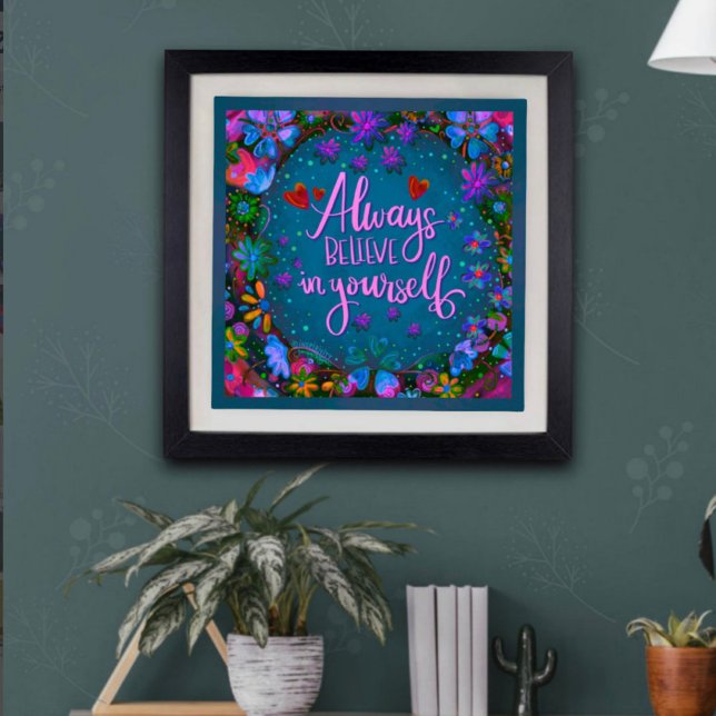 Poster Bonito citação acredite em si mesma inspirividade (Criador carregado)