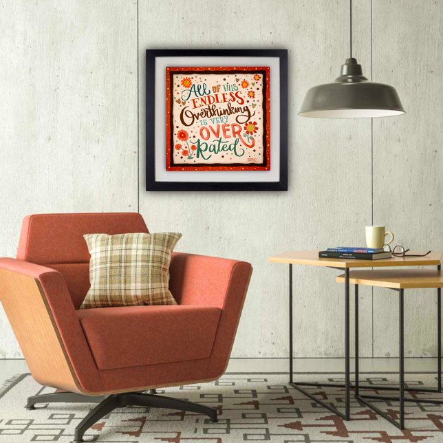 Poster Bonito citação retrorreflectora com pensamento exc (Over thinking Post Poster by Inspirivity)