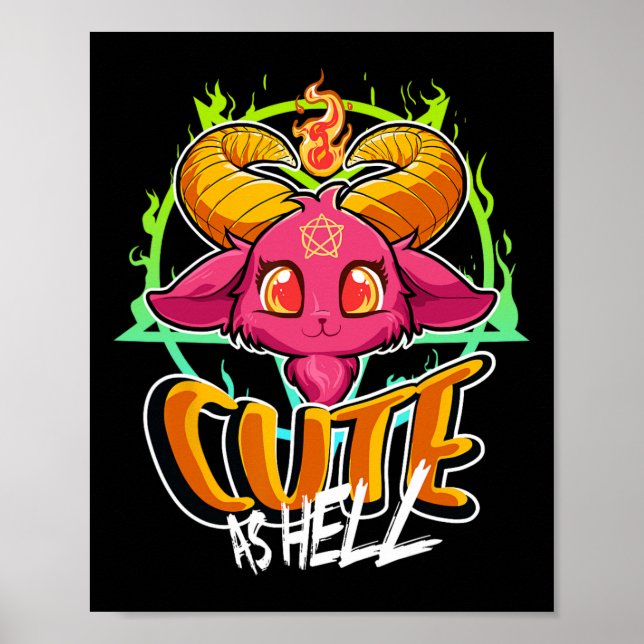 Poster Bonito Como Inferno Halloween Kawaii Phomet Engraç (Frente)