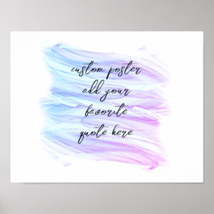 Poster bonito cor d'água azul e roxo adicione uma citação