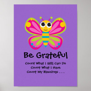 Poster bonito da gratitude da borboleta