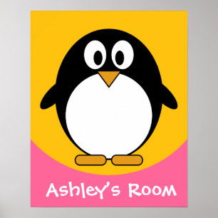 poster bonito da porta do miúdo do pinguim