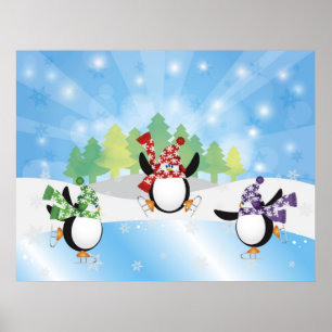 Poster bonito do patinagem no gelo do trio do