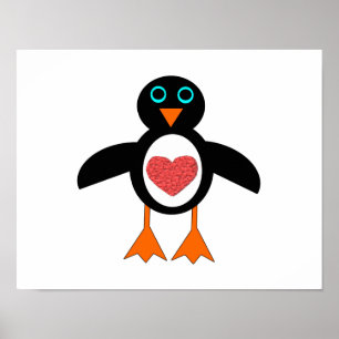 Poster bonito do pinguim do coração do amor