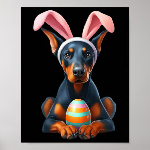 Poster Bonito Doberman Pinscher Cachorro Páscoa Abraço Ov