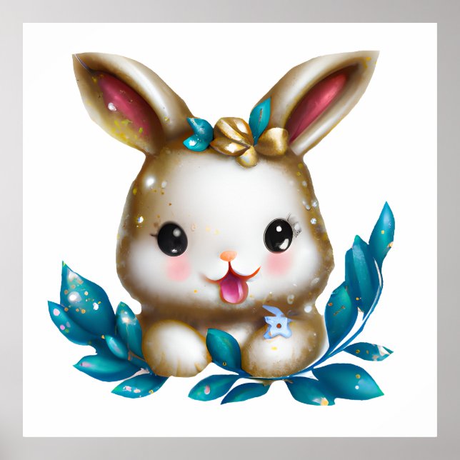 Poster Bonito e Adorável Bunny Bebê Kawaii (Frente)