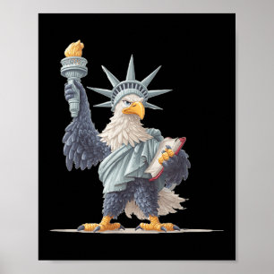 Poster Bonito Estátua Dos Eua Figuram Para Roupas Patriót