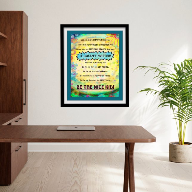 Poster Bonito Faculdade de Bonita Criança Estudantes (Inspirational Be The Nice Kid Post By Inspirivity)