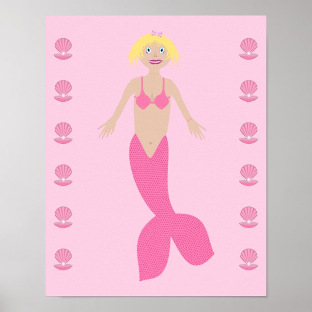Poster Bonito fantasia rosa Sereia (Frente)