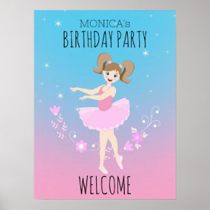 Poster Bonito Festa de aniversário da garota Ballerina