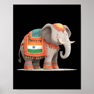 Poster Bonito Figurino De Elefante Para Cores E Anim Indi