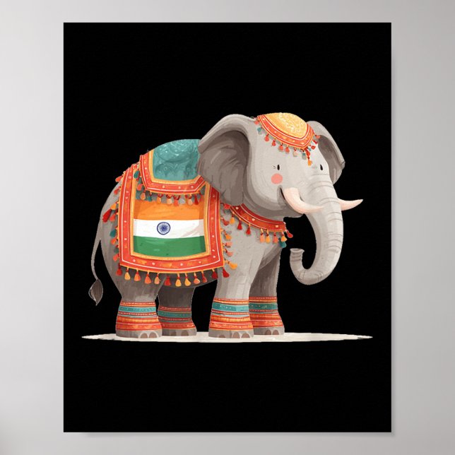 Poster Bonito Figurino De Elefante Para Cores E Anim Indi (Frente)