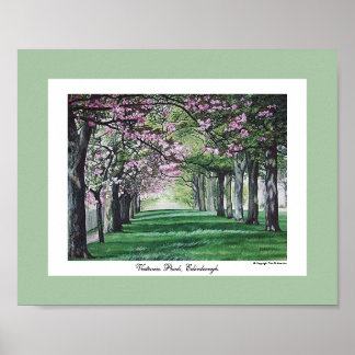 Poster Bonito flor cor-de-rosa Cenário de Edimburgo arte