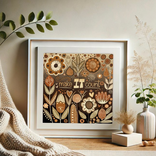 Poster Bonito Floral Faça-a Contar Inspirivência de Citaç (Criador carregado)