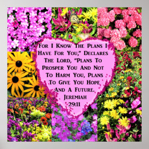 POSTER BONITO FLORAL JEREMIAH 29:11 BÍBLIA