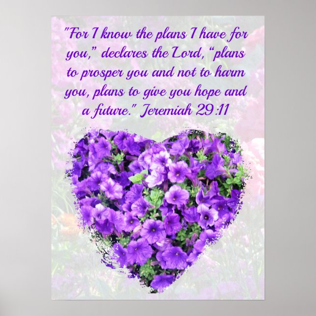 POSTER BONITO FLORAL JEREMIAH 29:11 BÍBLIA VERSO (Frente)