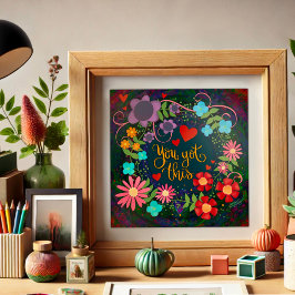 Poster Bonito Floral Você Tem Essa Inspiridade Cardíaca