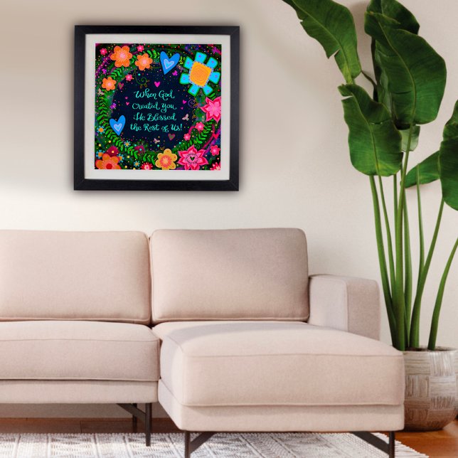 Poster Bonito FloralQuando Deus Criou sua citação inspira (Criador carregado)