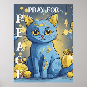 Poster Bonito Gato Amarelo com Olhos Azuis - ucrânia