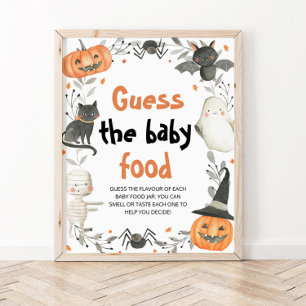 Poster Bonito Halloween Adivinha O Chá de fraldas Da Comi