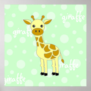 Poster bonito/impressão do girafa do bebê