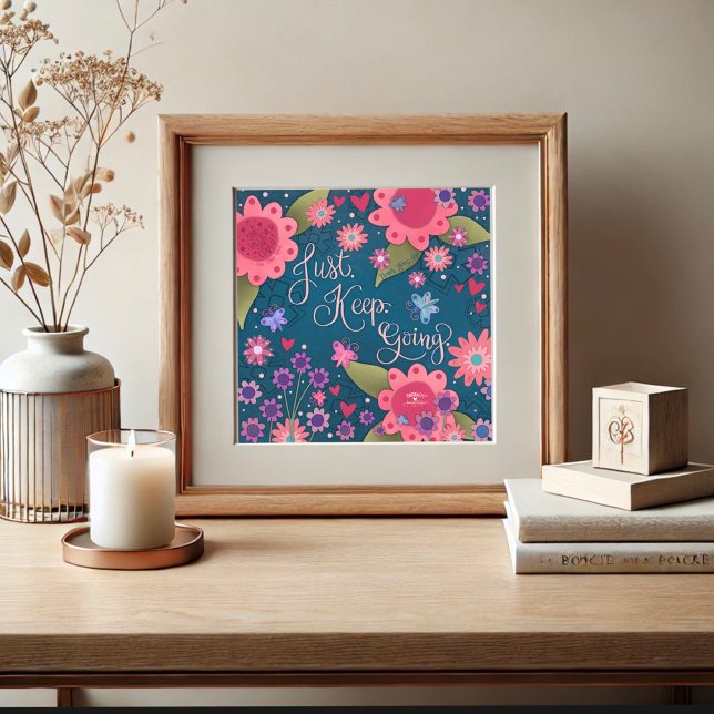 Poster Bonito inspirividade da citação continuada floral (Criador carregado)