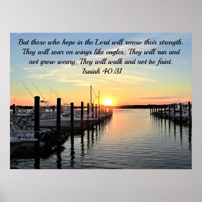 POSTER BONITO ISAIAH 40:31 SUNSET SOBRE O LAGO (Frente)