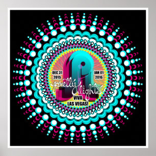 Poster bonito Las Vegas 2015 de NYE das luzes