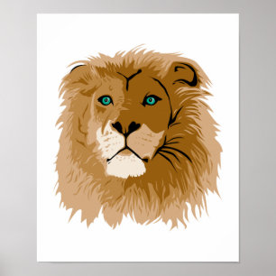 Poster bonito leão macho com olhos azuis
