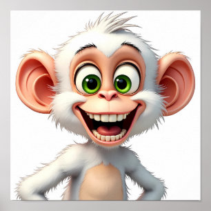 Poster Bonito macaco branco sorridente