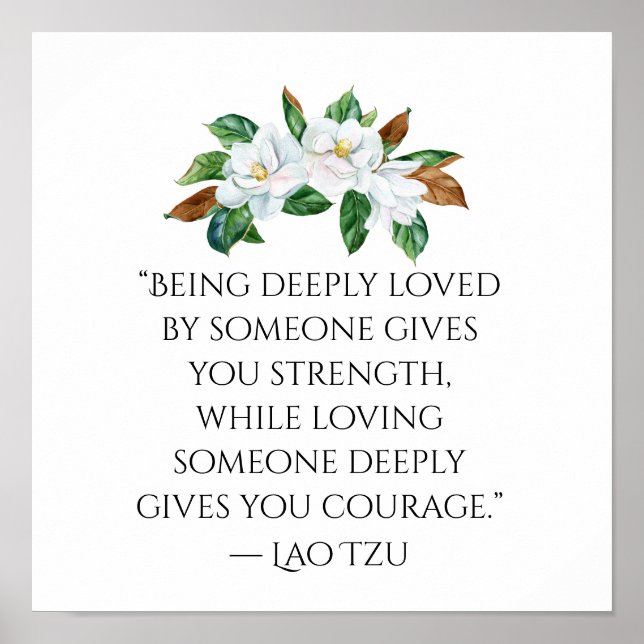 Poster Bonito Magnolias e Profunda Citação de Amor (Frente)