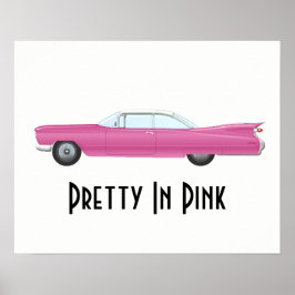 Poster Bonito personalizado no carro cor-de-rosa retrorre
