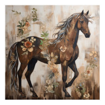 Bonito pintura de cavalos florais