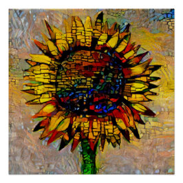 Pôster Bonito pintura de girassol Abstrato