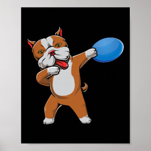 Poster Bonito Pitbull Dabbing Amante de Disc Golf Pit Bul