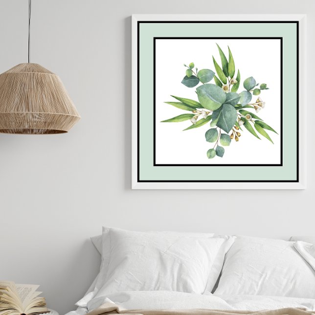 Poster Bonito Planta Floral Preta Linhas Verde Pálidas (Criador carregado)