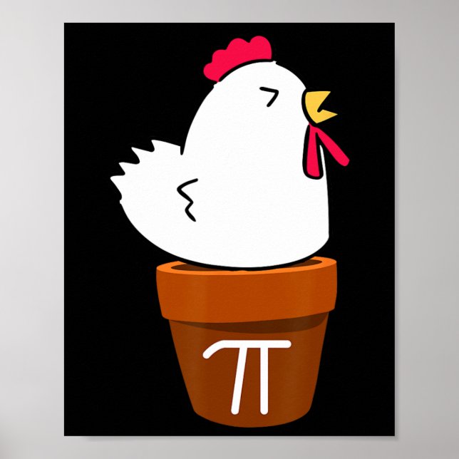 Poster Bonito Pote de frango Pie Engraçado Math Pun Pi Sí (Frente)