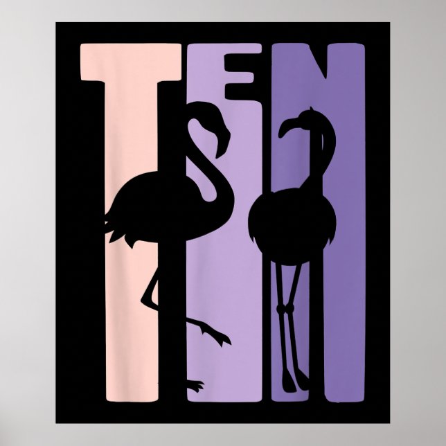 Poster Bonito presente de aniversário de 10 anos Flamingo (Frente)
