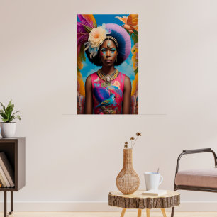 Poster Bonito princesa africana com cabelo afro
