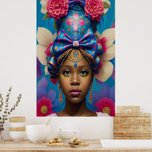 Poster Bonito princesa com um enorme chapéu de arco