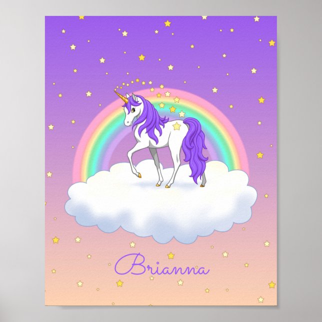 Poster Bonito Purple Sweet Dreams Rainbow Unicorn (Frente)