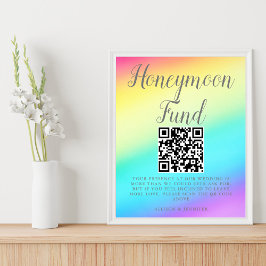 Poster Bonito Rainbow Fade Custom Weding Fund Honeymoon