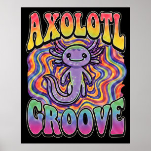 Poster Bonito Retro Axolote Groove psicodélico anos 70 hi