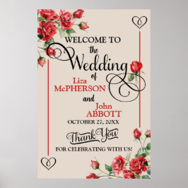 Poster Bonito sinal de boas-vindas do casamento do Rosa v