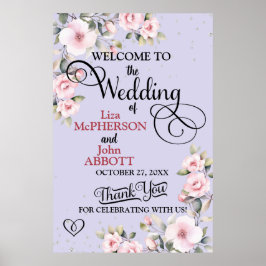 Poster Bonito Sinal de Boas-vindas do Casamento Floral