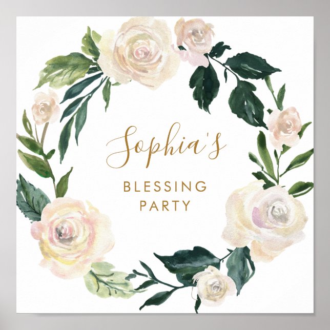 Poster Bonito sinal de boas-vindas do partido Floral Madr (Frente)