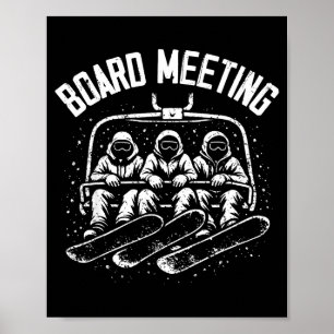 Poster Bonito snowboard reunião ski lift esquiador invern