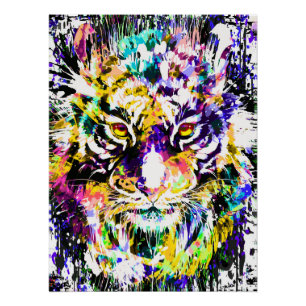 Pôster Bonito Tigre Poster brilhante - Tigre Colorido